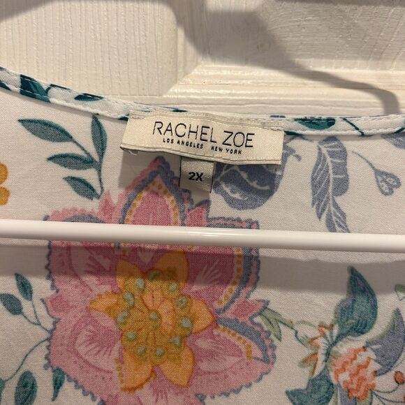 Rachel Zoe Short Sleeve Floral Blouse‎ Top Plus Size 2X Flutter Sleeve  Boho - Picture 3 of 6